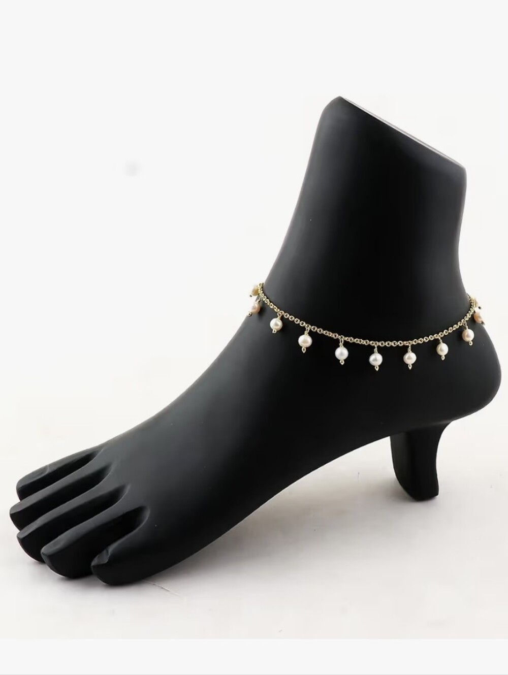 14k Gold Plated Fredh Water Pearl Drop Anklet